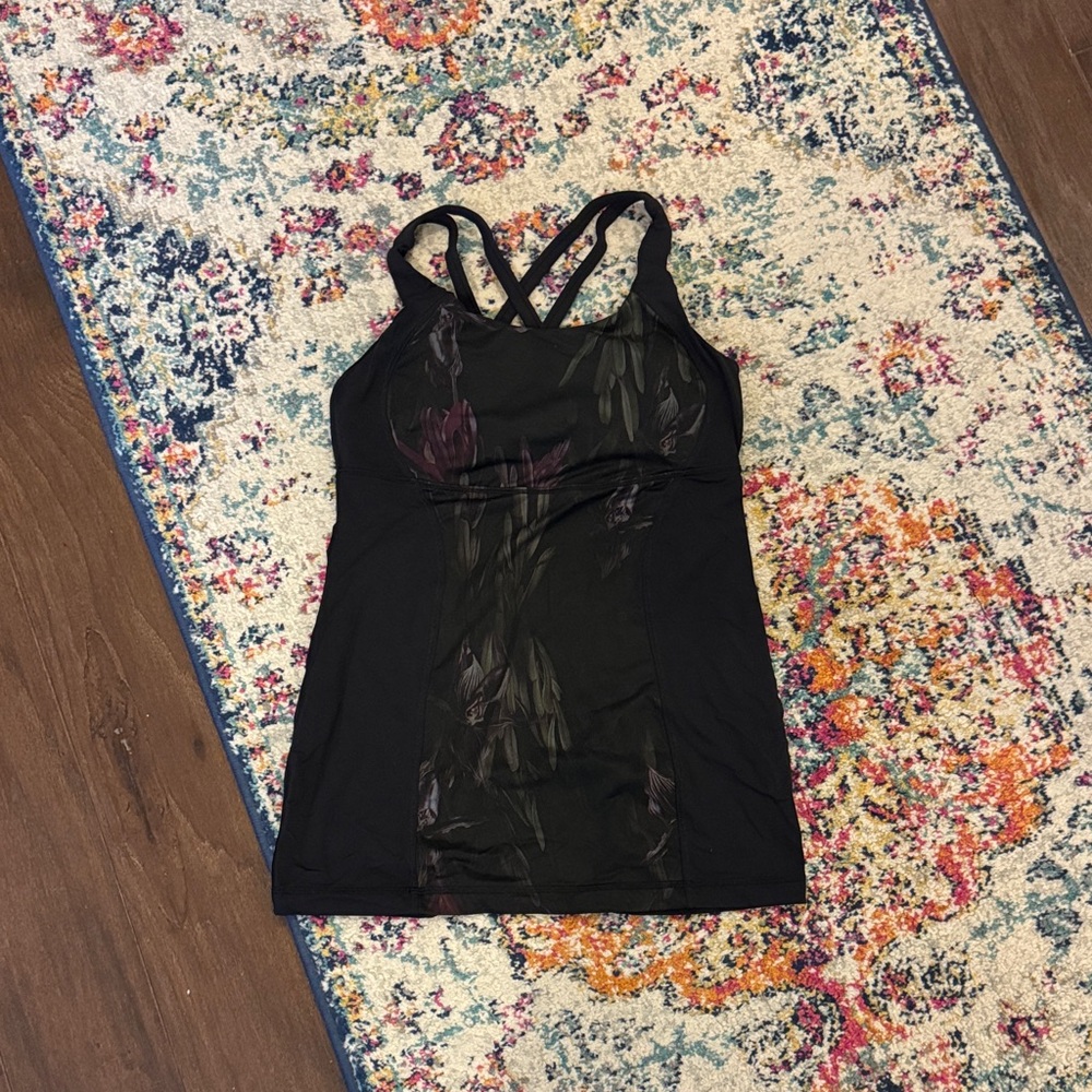 Lululemon Athletica Black and Purple Strappy Tank